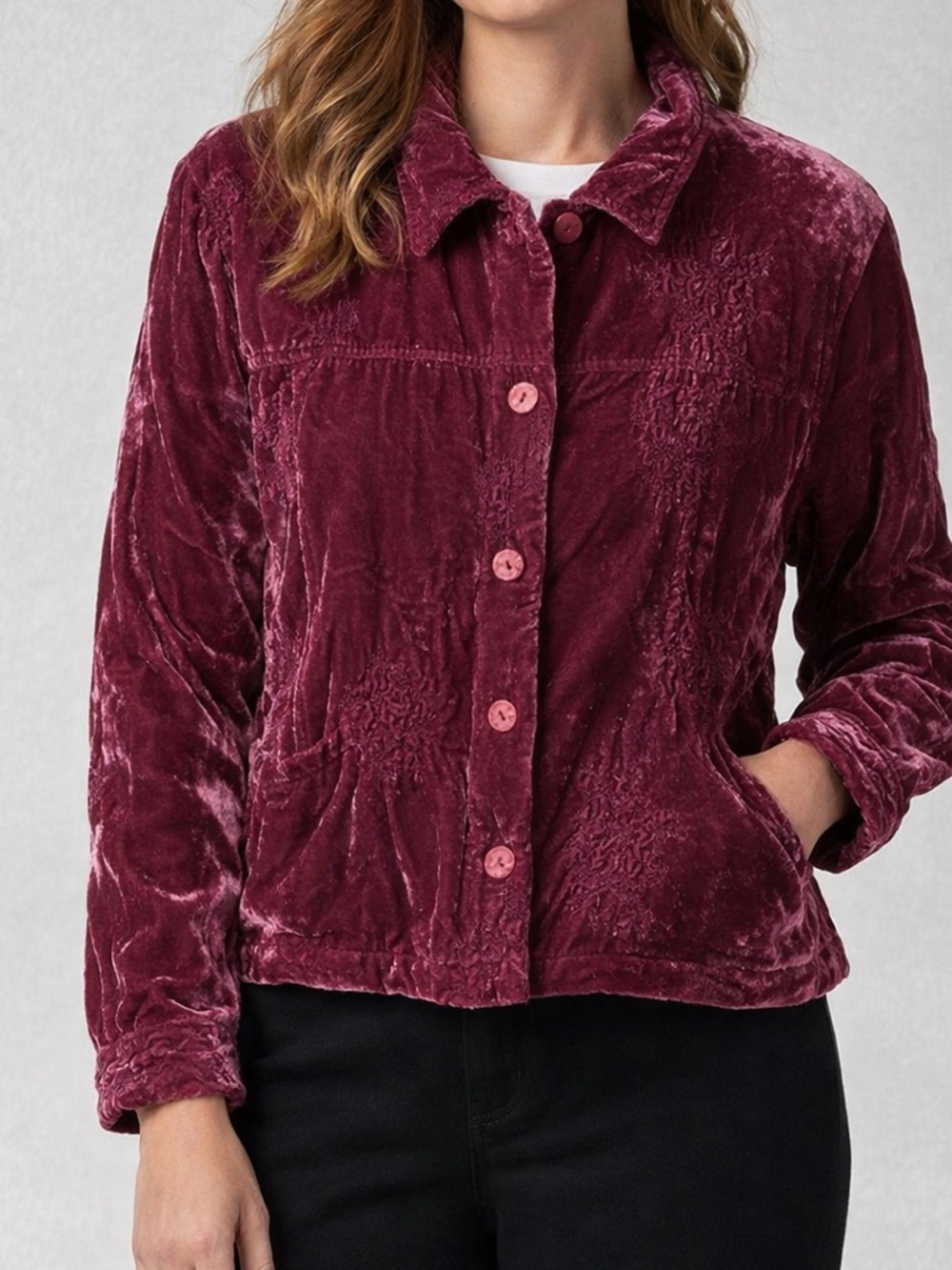 Coldwater Creek Crushed Velvet Jacket – Size PM (Petite Medium) - Picture 1 of 8